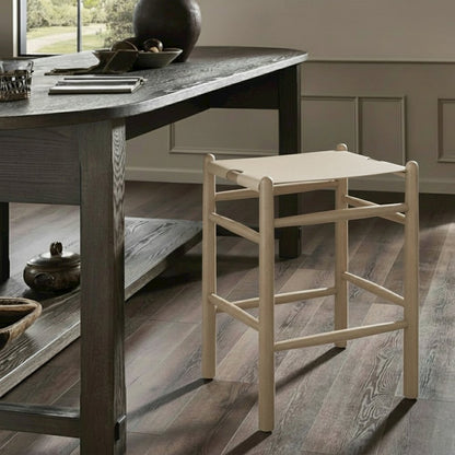 Santos Beige Vegan Leather Upholstered Counter Stool