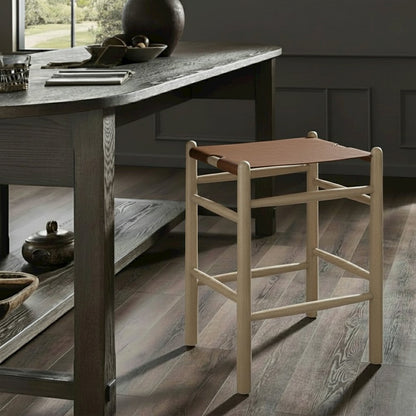 Santos Brown Vegan Leather Upholstered Counter Stool