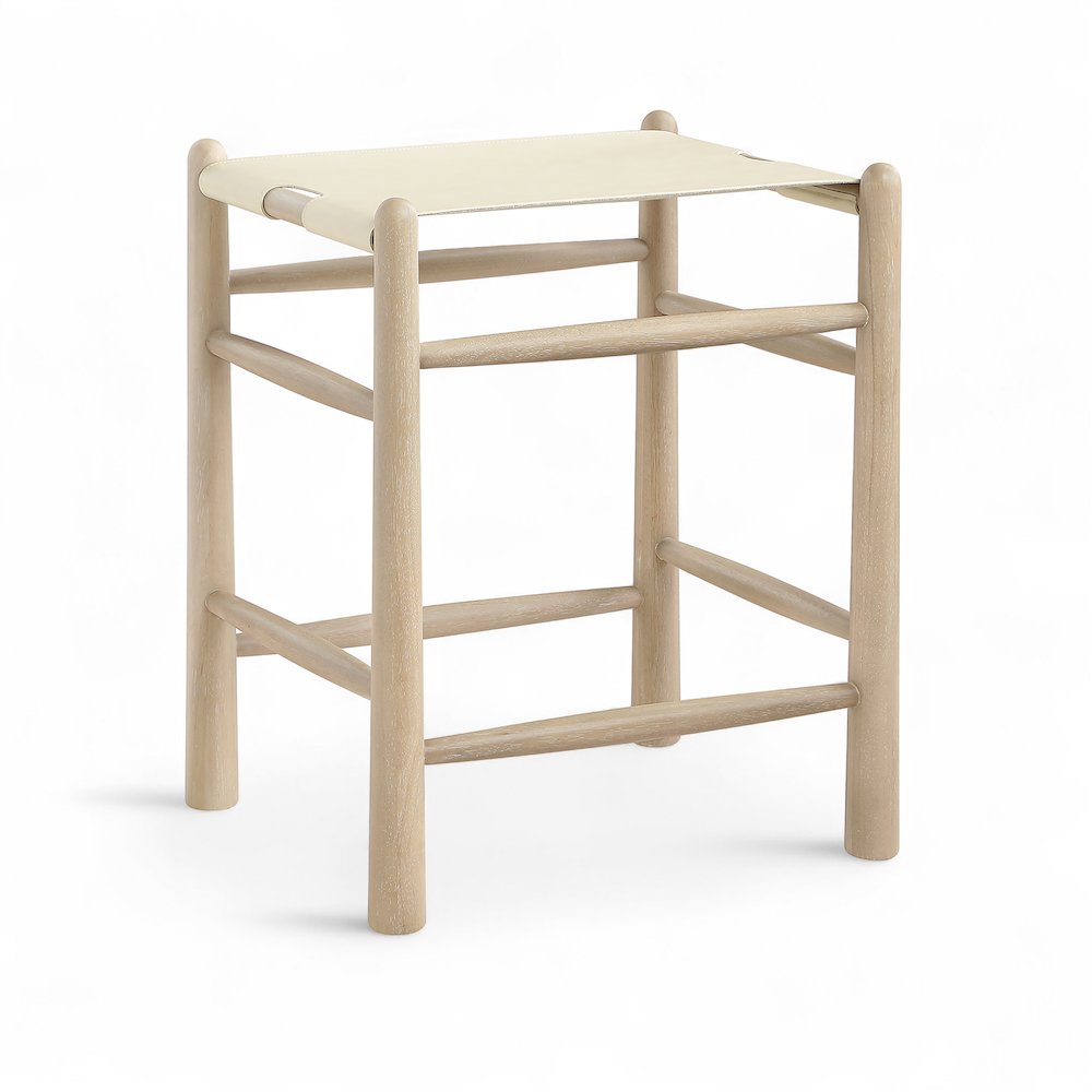 Santos Cream Vegan Leather Upholstered Counter Stool