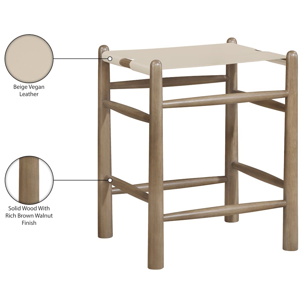 Santos Beige Vegan Leather Upholstered Counter Stool