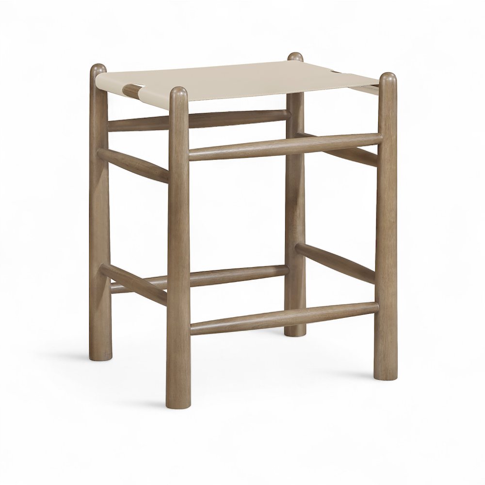 Santos Beige Vegan Leather Upholstered Counter Stool