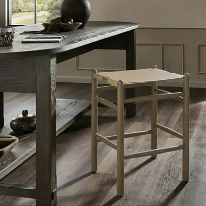 Santos Beige Vegan Leather Upholstered Counter Stool