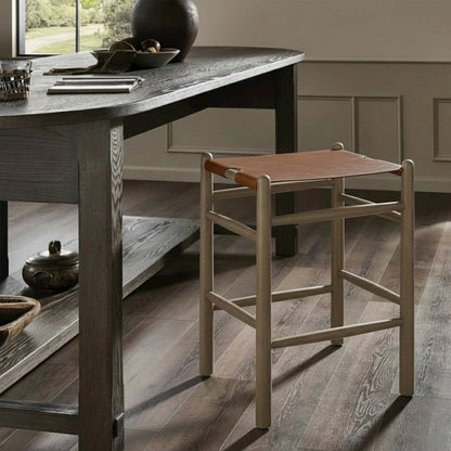 Santos Brown Vegan Leather Upholstered Counter Stool