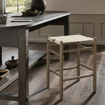 Santos Cream Vegan Leather Upholstered Counter Stool