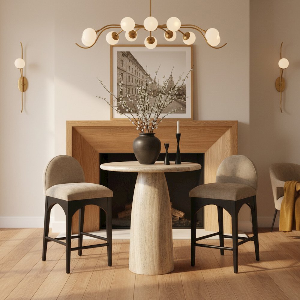Cosenza Travertine Concrete Indoor/Outdoor Counter Height Table