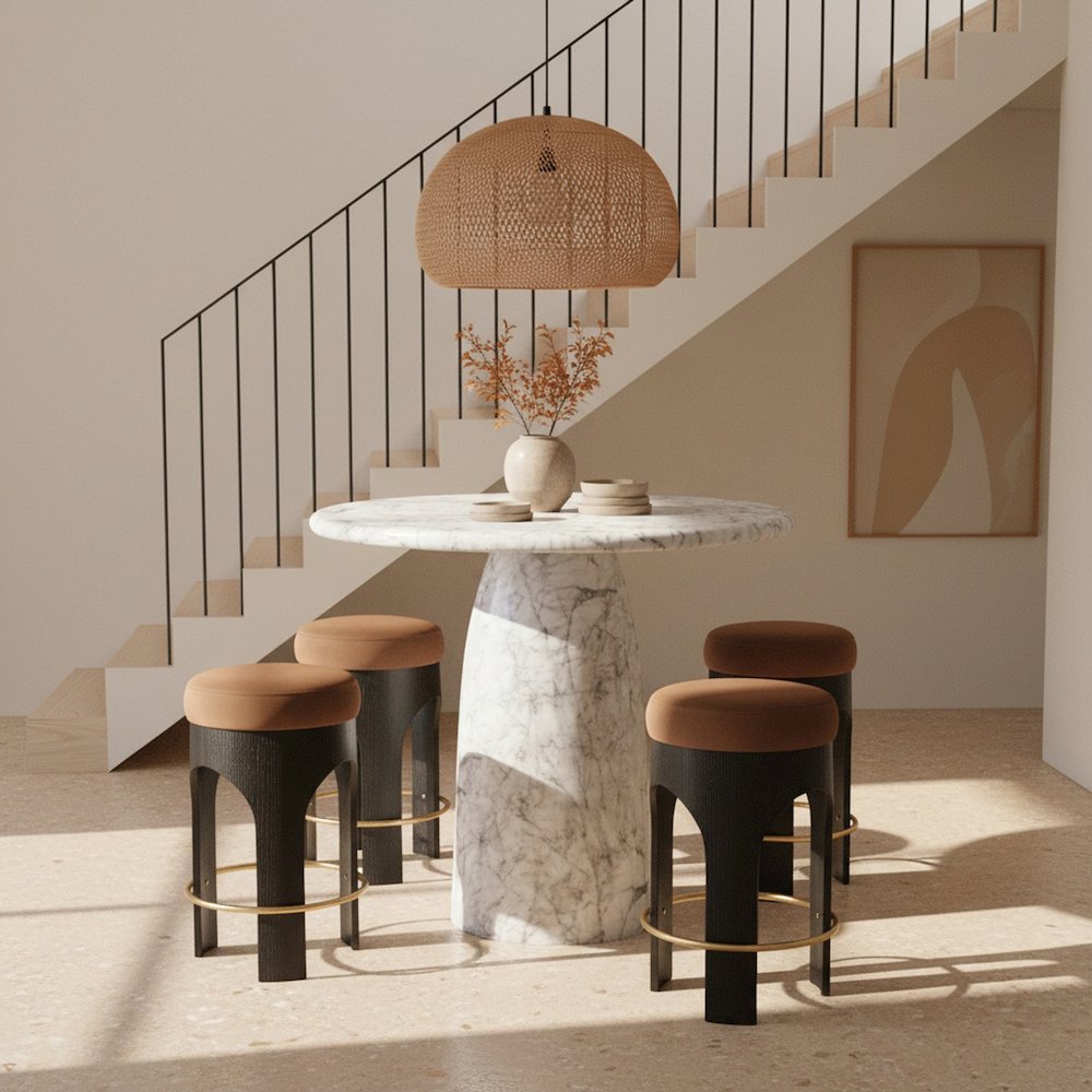 Cosenza White Concrete Indoor/Outdoor Bar Table