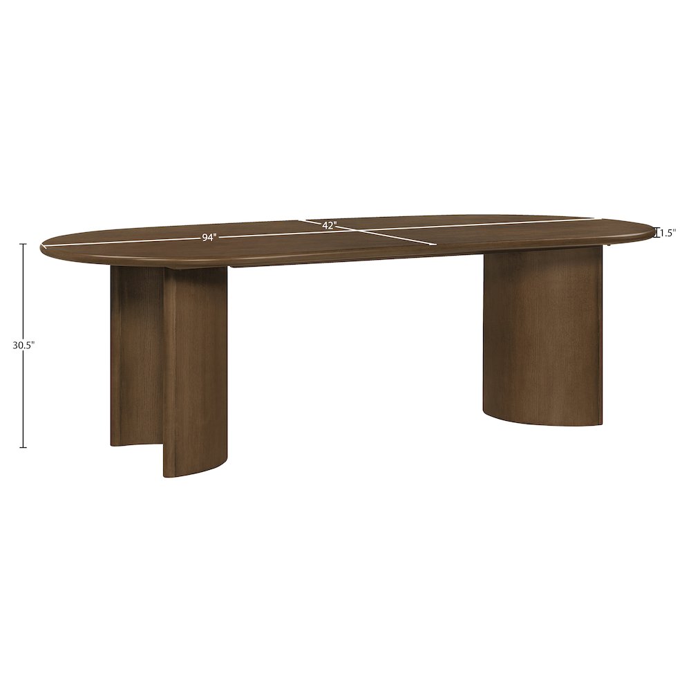 Caldra 94" Brown Oak Veneer And Solid Wood Dining Table