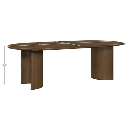 Caldra 94" Brown Oak Veneer And Solid Wood Dining Table