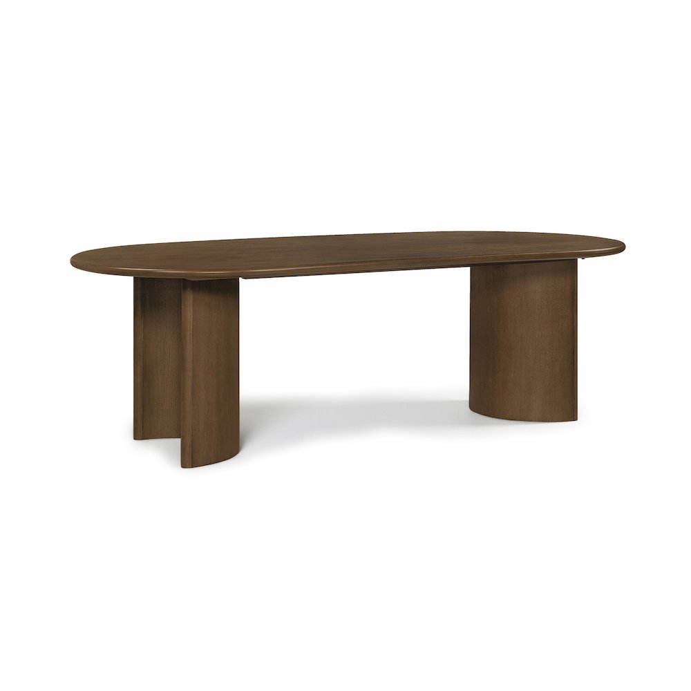 Caldra 94" Brown Oak Veneer And Solid Wood Dining Table