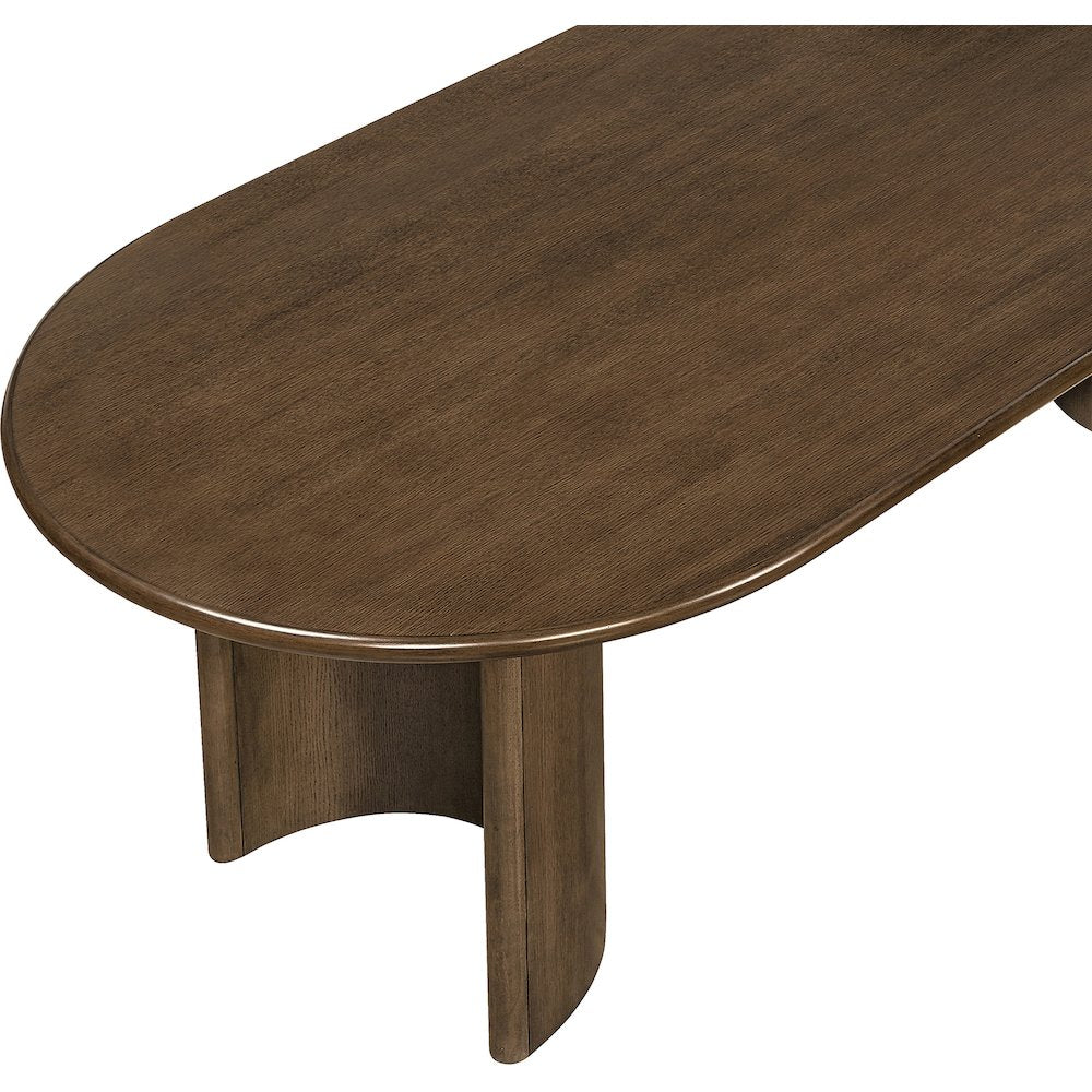 Caldra 94" Brown Oak Veneer And Solid Wood Dining Table