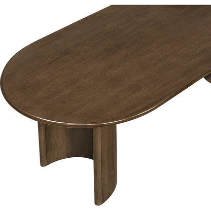 Caldra 94" Brown Oak Veneer And Solid Wood Dining Table