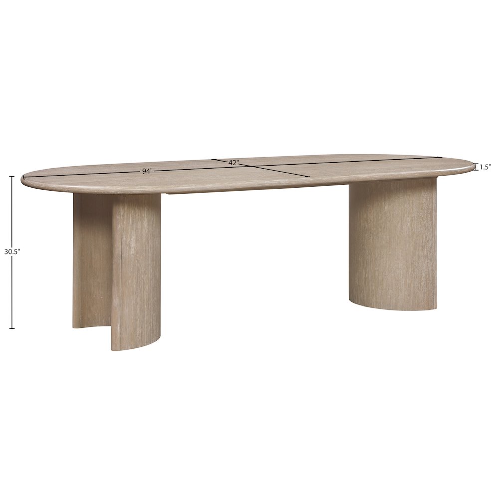 Caldra 94" Natural Oak Veneer And Solid Wood Dining Table