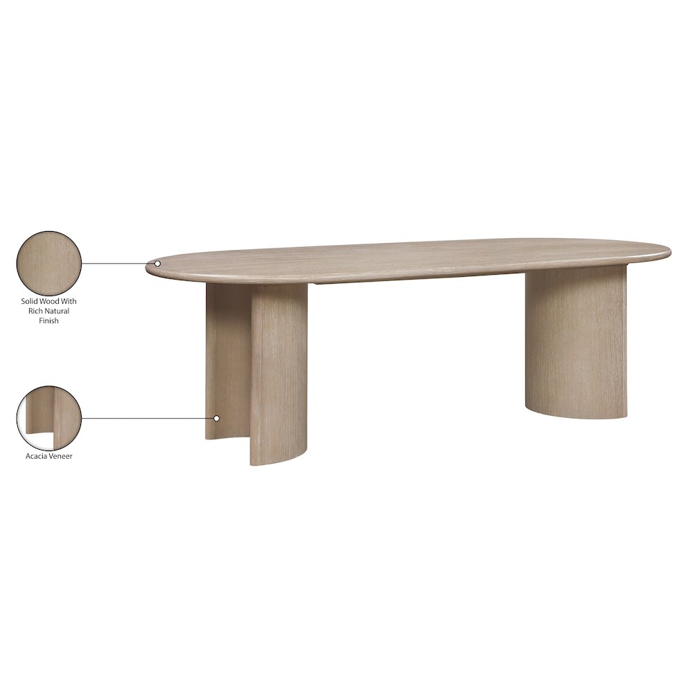Caldra 94" Natural Oak Veneer And Solid Wood Dining Table