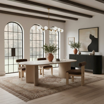 Caldra 94" Natural Oak Veneer And Solid Wood Dining Table