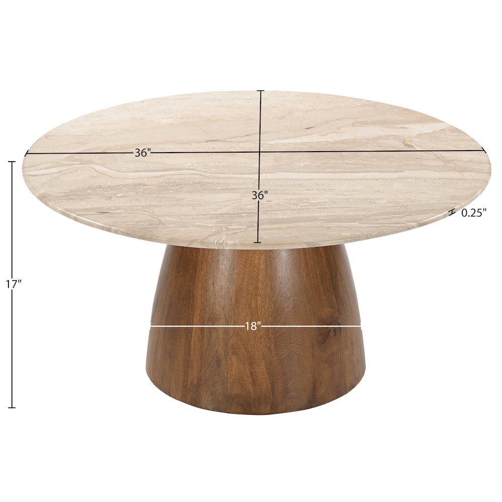 Liona Beige Marble And Mango Wood Coffee Table