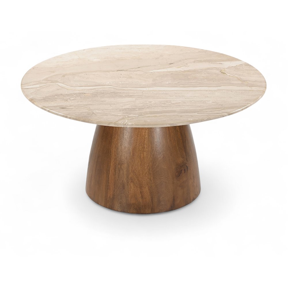 Liona Beige Marble And Mango Wood Coffee Table