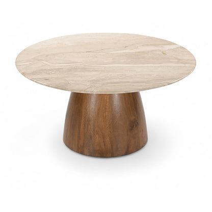 Liona Beige Marble And Mango Wood Coffee Table