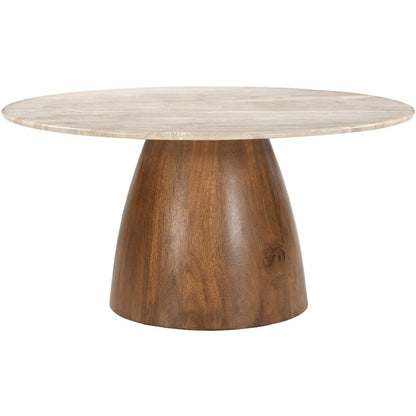 Liona Beige Marble And Mango Wood Coffee Table
