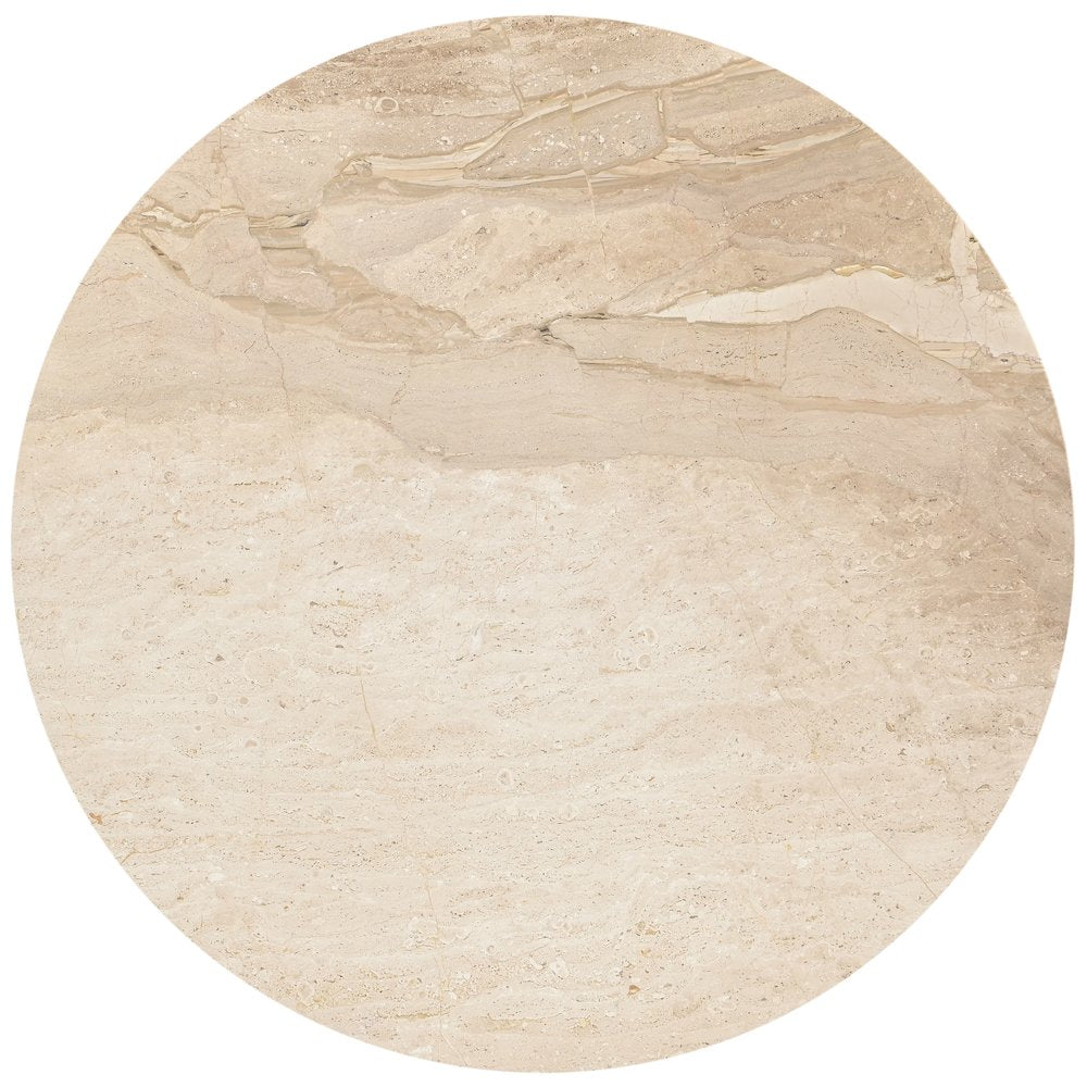Liona 42" Beige Marble And Mango Wood Dining Table