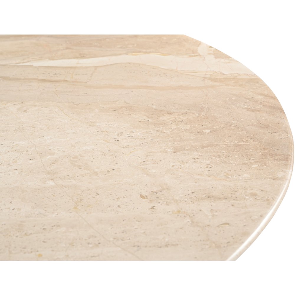 Liona 42" Beige Marble And Mango Wood Dining Table