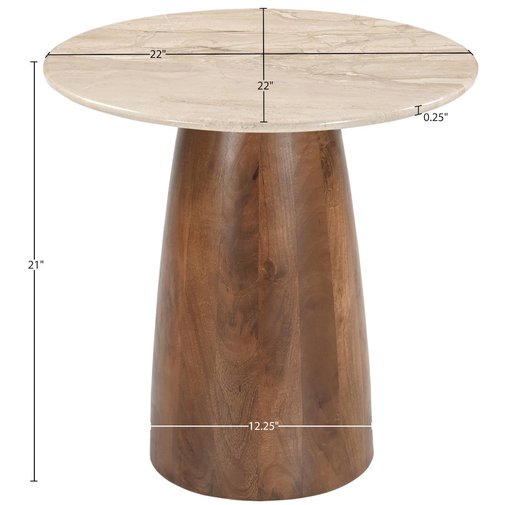 Liona Beige Marble And Mango Wood End Table