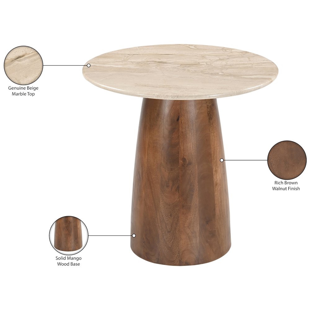 Liona Beige Marble And Mango Wood End Table