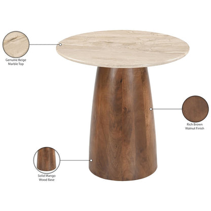 Liona Beige Marble And Mango Wood End Table