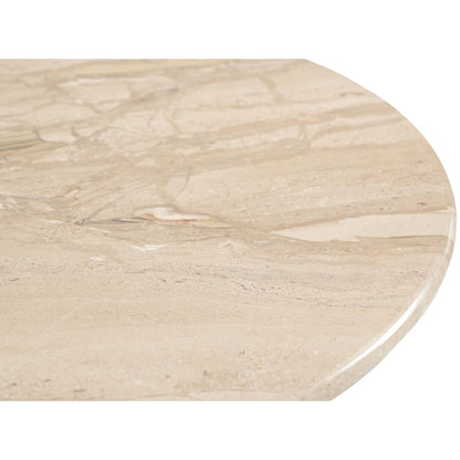Liona Beige Marble And Mango Wood End Table