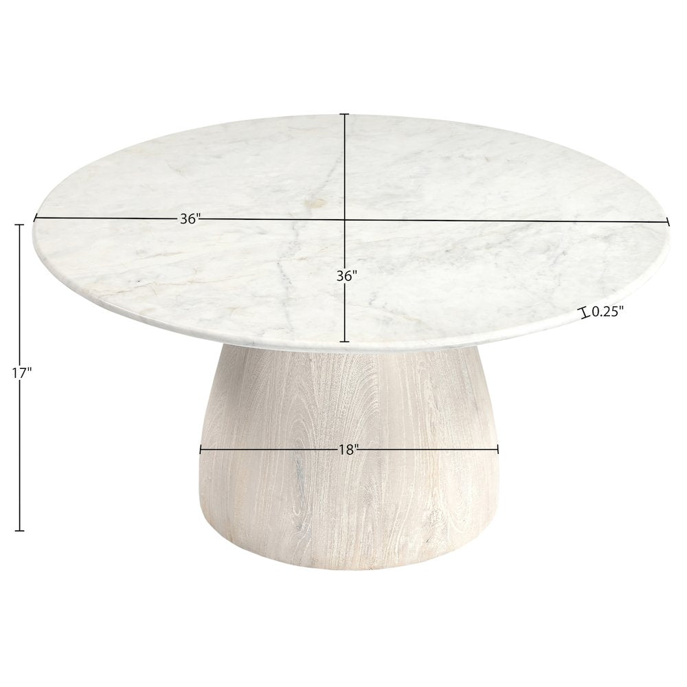Liona White Marble And Mango Wood Coffee Table