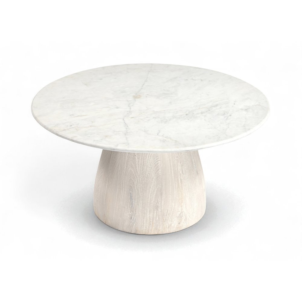 Liona White Marble And Mango Wood Coffee Table