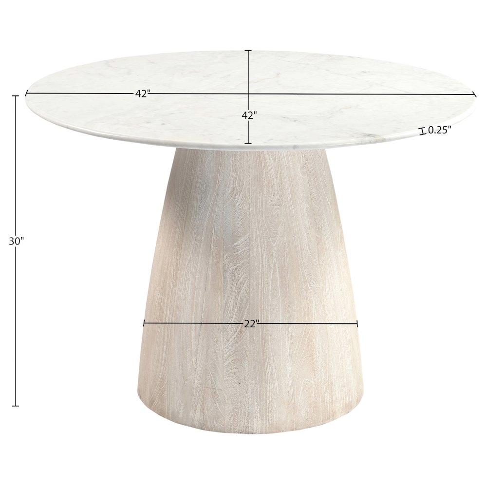Liona 42" White Marble And Mango Wood Dining Table