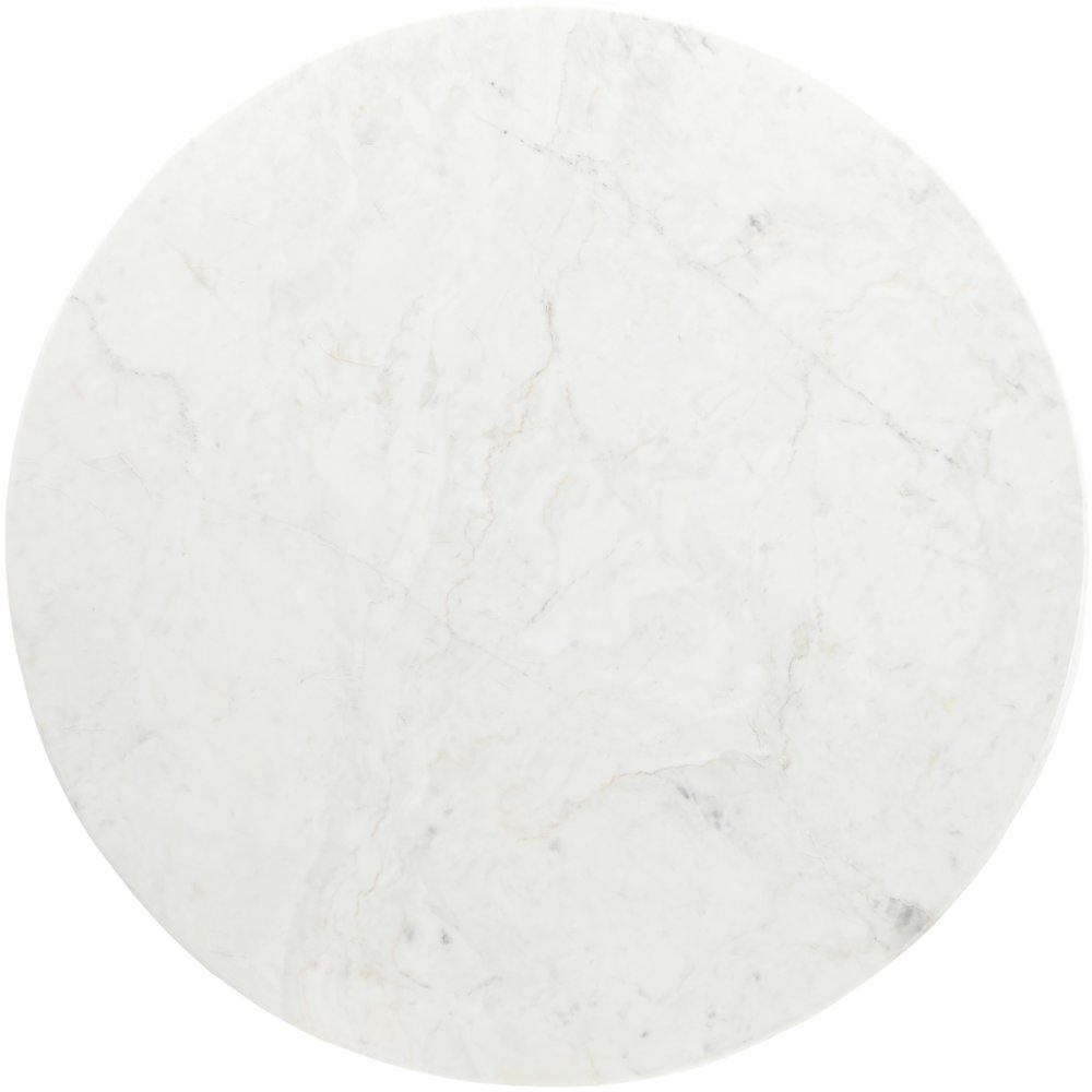 Liona 42" White Marble And Mango Wood Dining Table
