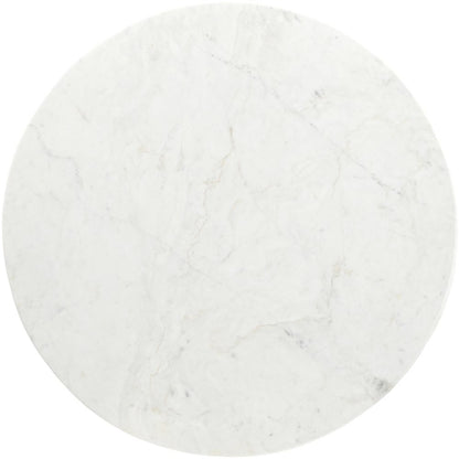 Liona 42" White Marble And Mango Wood Dining Table