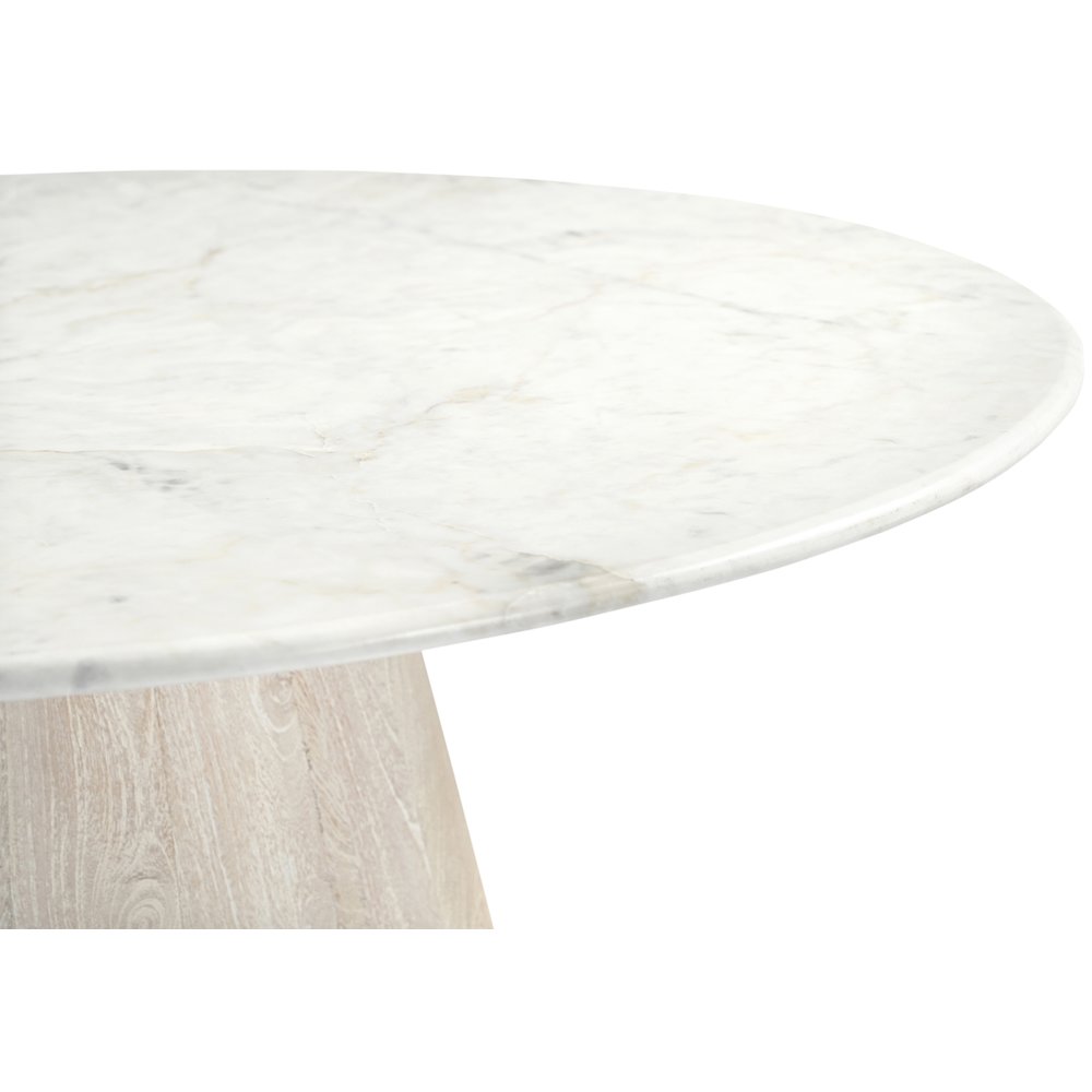 Liona 42" White Marble And Mango Wood Dining Table