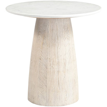 Liona White Marble And Mango Wood End Table