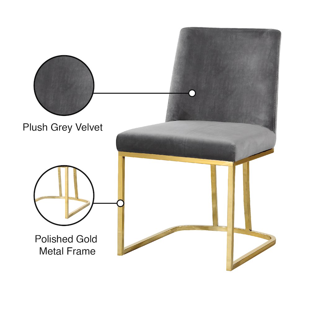 Heidi Grey Velvet Dining Chair, Set of 2