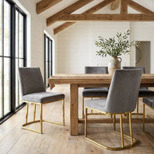 Gold Velvet Dining Chair Set of 2 with Contemporary Back Design