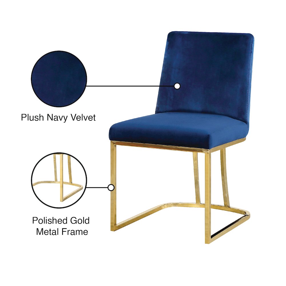 Heidi Navy Velvet Dining Chair, Set of 2
