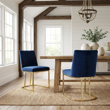 Gold Velvet Dining Chairs Set of 2 with Cushioned Seats and Contemporary Design