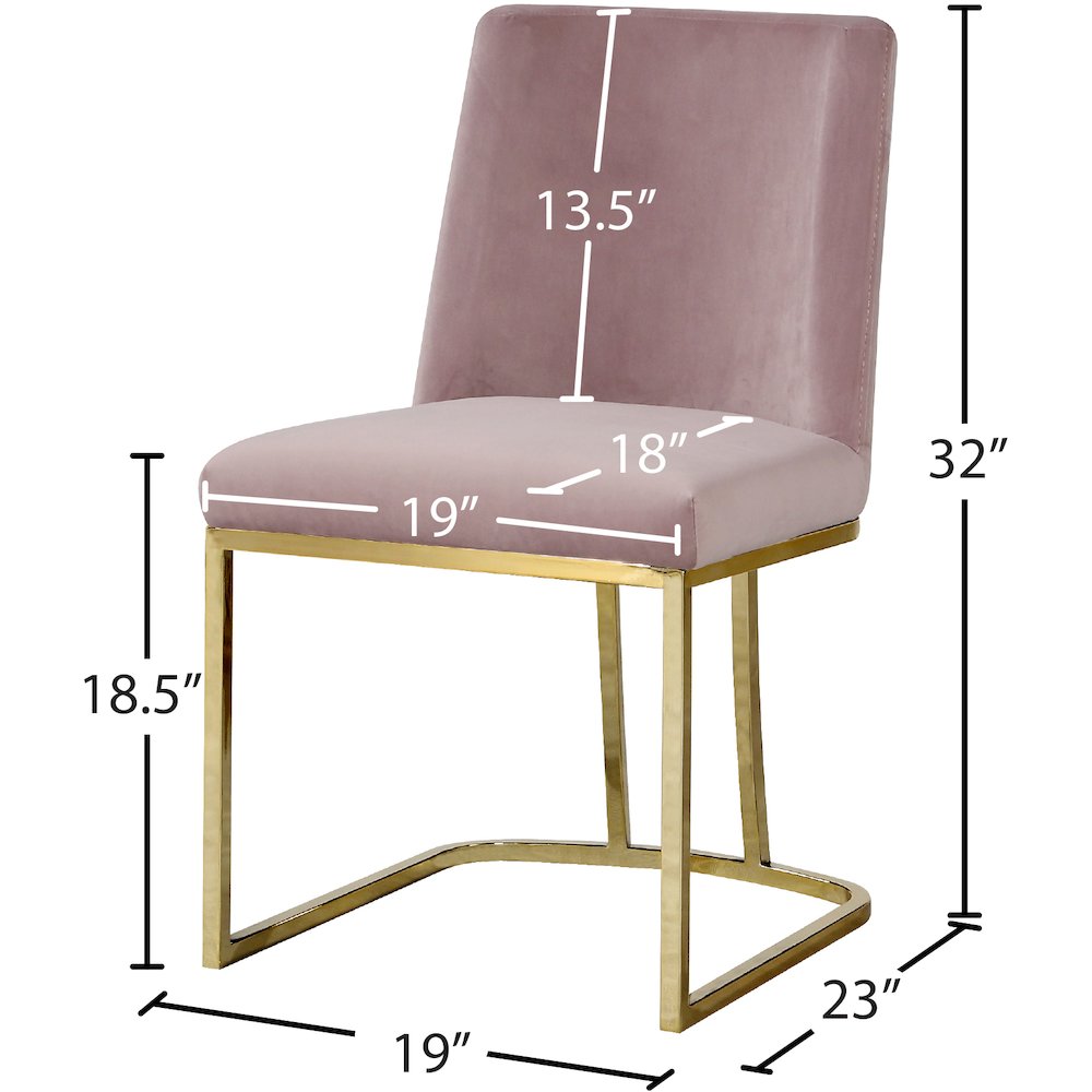 Heidi Pink Velvet Dining Chair, Set of 2