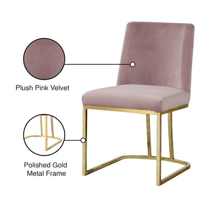 Heidi Pink Velvet Dining Chair, Set of 2