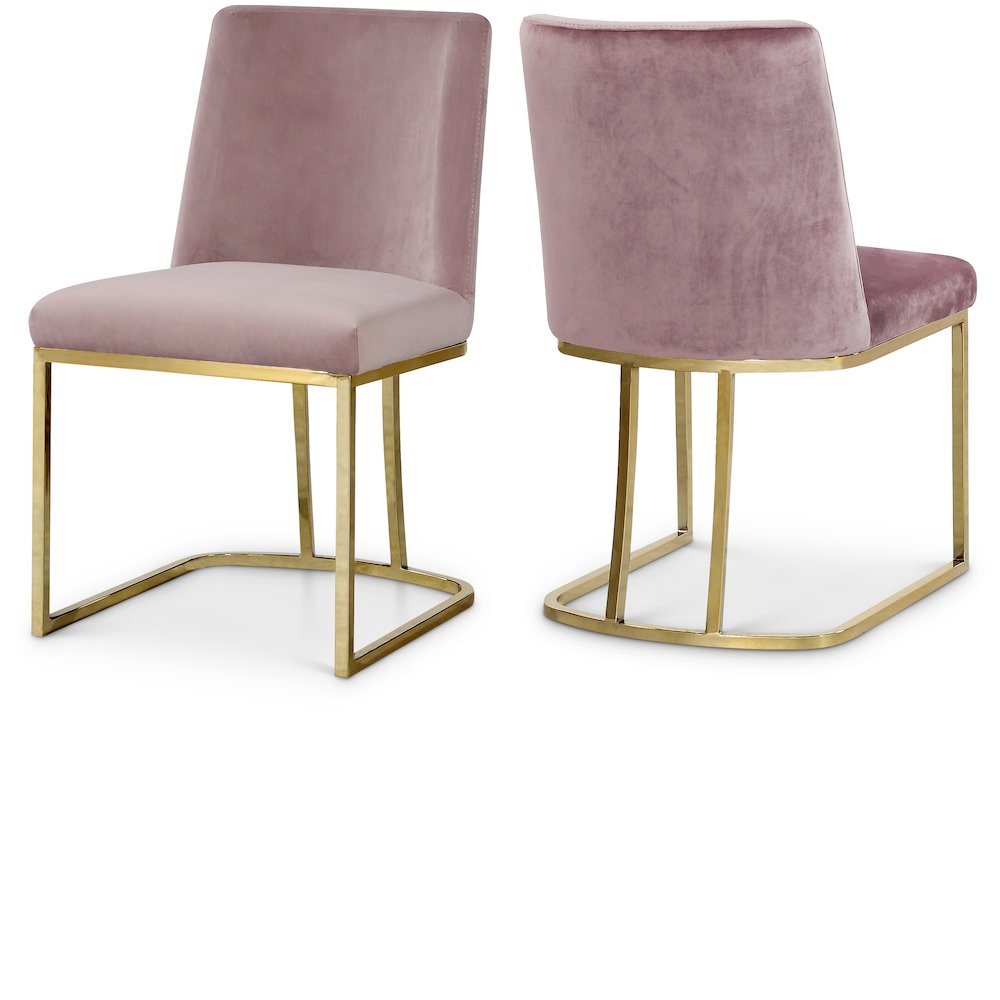 Heidi Pink Velvet Dining Chair, Set of 2