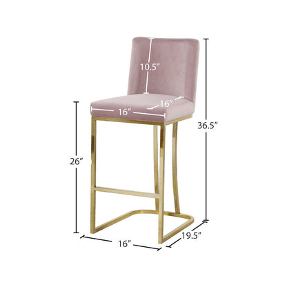 Heidi Pink Velvet Stool
