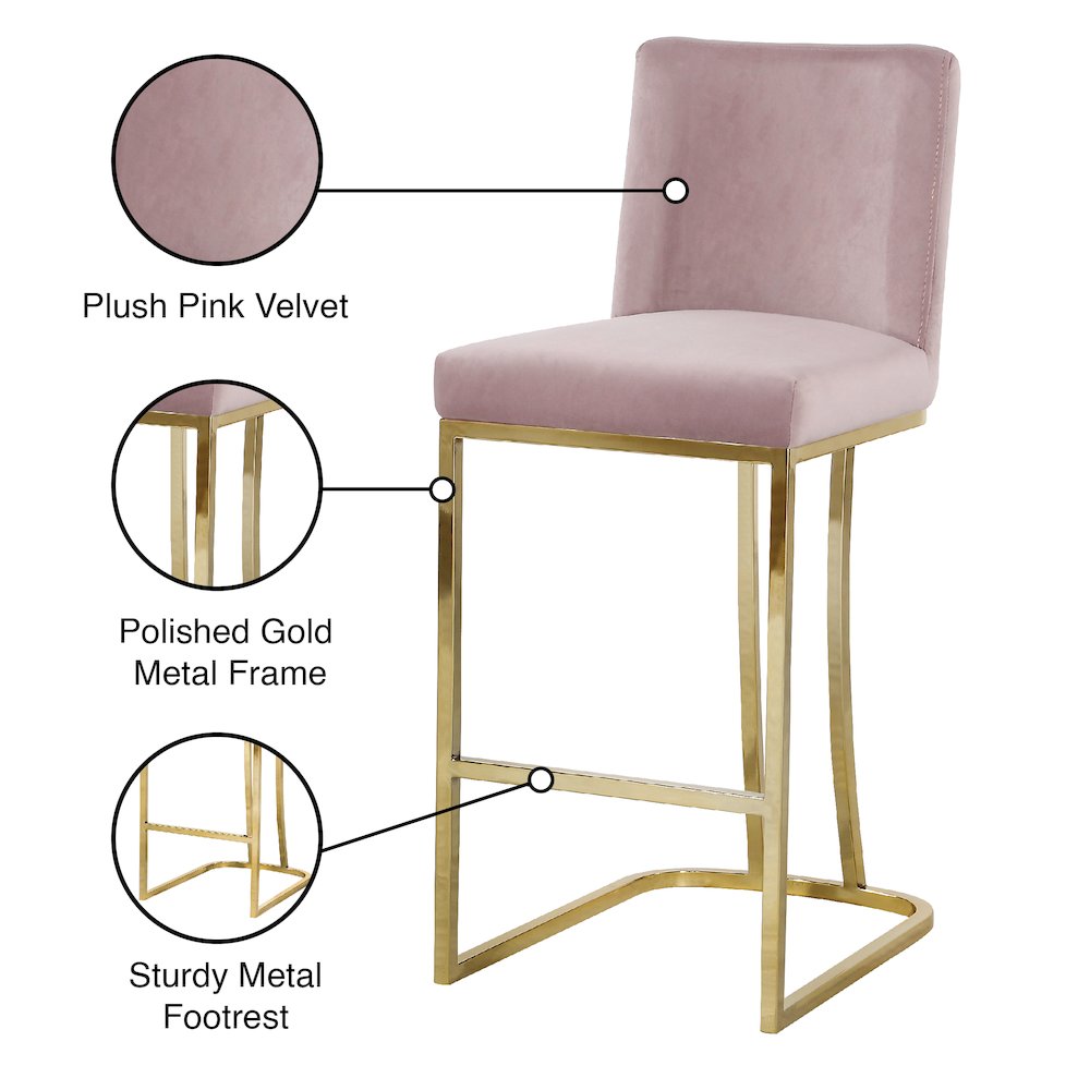 Heidi Pink Velvet Stool
