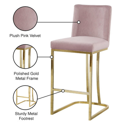 Heidi Pink Velvet Stool