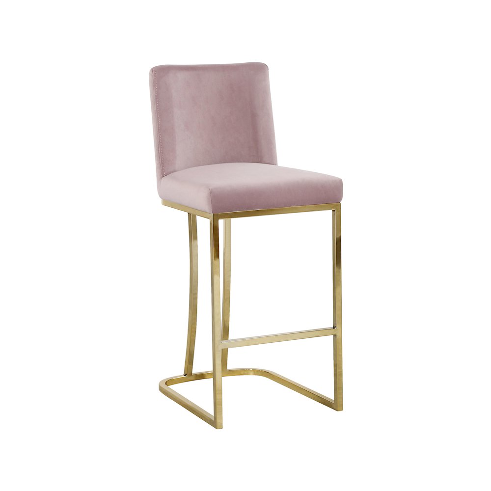 Heidi Pink Velvet Stool