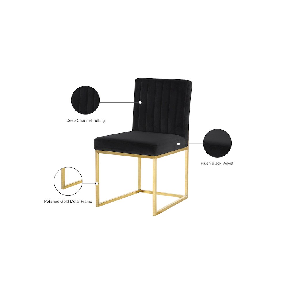 Giselle Black Velvet Dining Chair, Set of 2