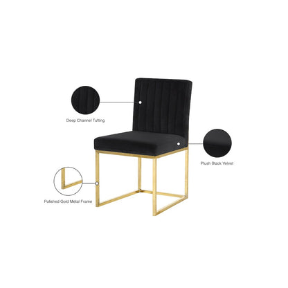 Giselle Black Velvet Dining Chair, Set of 2