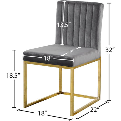 Giselle Grey Velvet Dining Chair, Set of 2