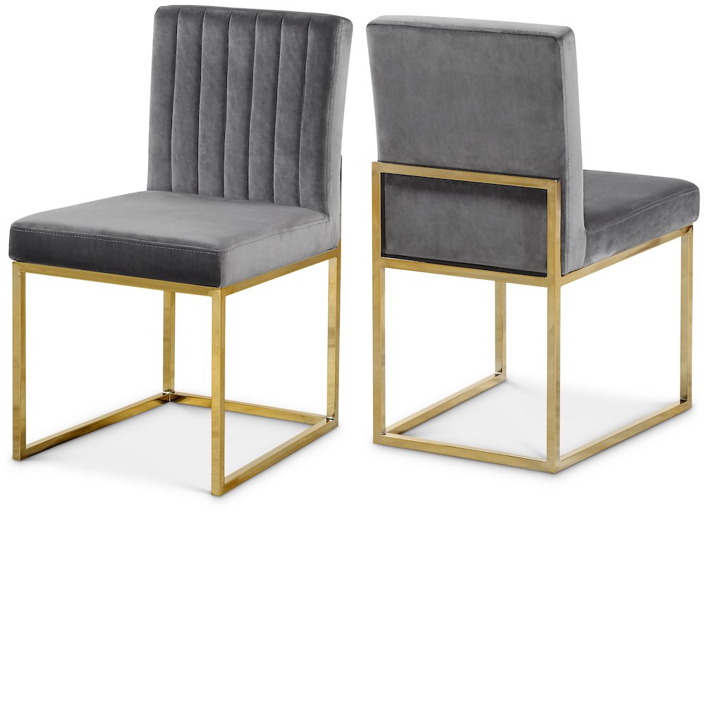 Giselle Grey Velvet Dining Chair, Set of 2